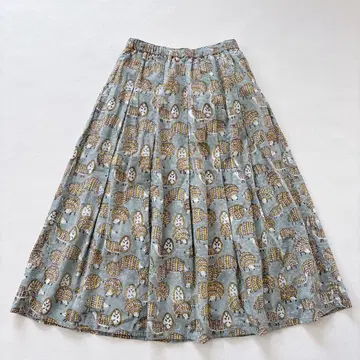 릴리 앤 릴리 고슴도치 올 패턴 코튼 스커트 턱 플레어