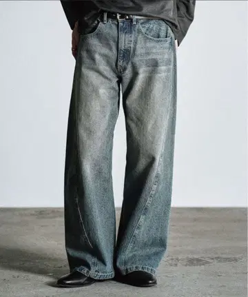 wym 빈티지 워싱 커브드 데님 M