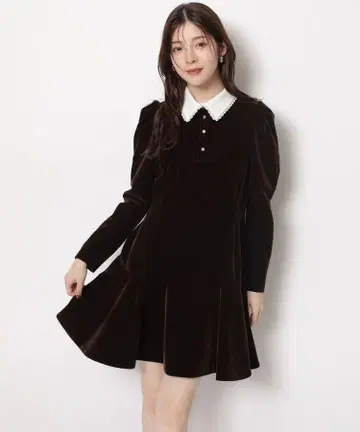 택 포함 미사용 새상품 Rirandture 벨벳 컬러 미니 원피스