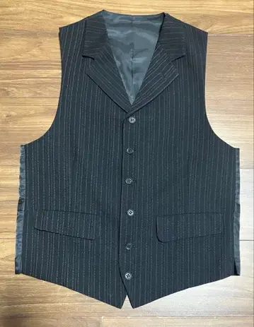 블랙 스트라이프 수트 베스트