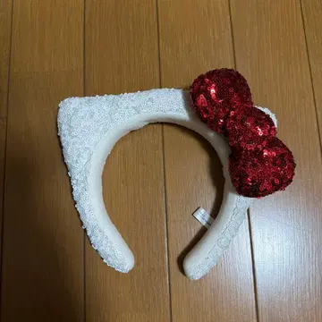 캣 모양 머리띠 빨간 리본