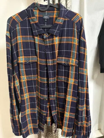 RATS XL 플란넬 셔츠 네이비 오렌지 체크