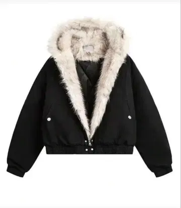 퍼 달린 블랙 봄버 자켓