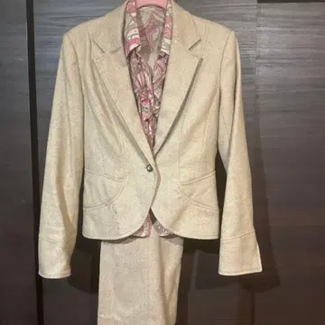 베이지 글리터 수트 셋업 미디 스커트 세트 13호 톨