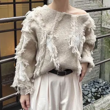 mystic 프린지 니트 베이지