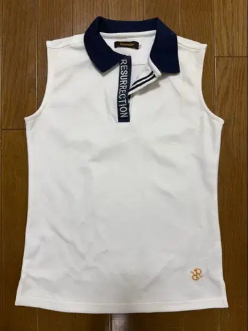 RESURRECTION 슬리브리스 피케 셔츠 화이트/네이비