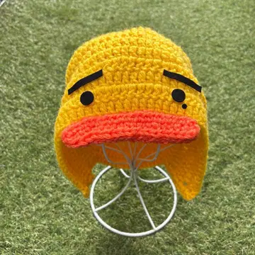 크로셰 뜨개질 현진 착용 모자 옐로우 컬러 새 1점