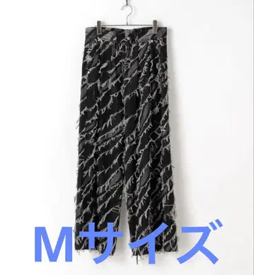 casper john 프린지 자카드 배기 데님 M 사이즈 블랙