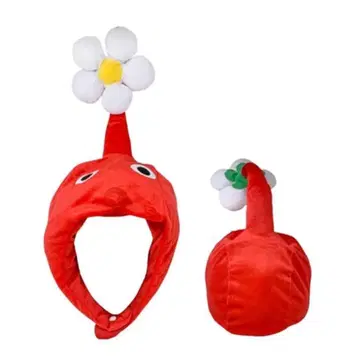 피크민 빨간색 봉제 인형 변신 모자