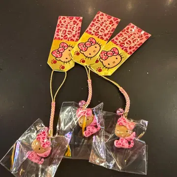 [오사카 한정판] 선탠 갸루 키티 레오파드 무늬 매달린 스트랩 3개