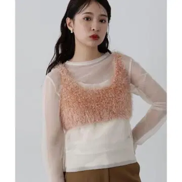 [ LOGAN KNITTING MILLS ] 핑크 퍼 뷔스티에