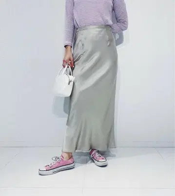 edit for lulu 새틴 바이어스 맥시 스커트