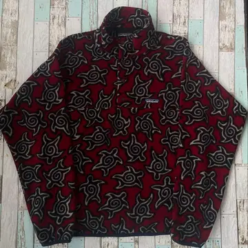 초레어 90s 캐나다제 patagonia 플리스 젠터틀 빨간색 올 패턴