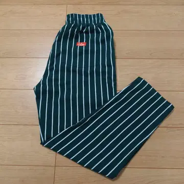 cookman 셰프 팬츠 그린 스트라이프 이지 팬츠 L