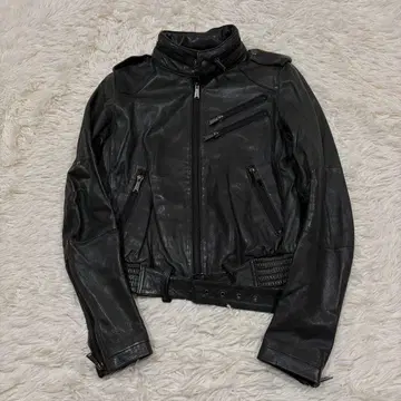 moussy 양가죽 천연 가죽 라이더 자켓 후드 부착 블랙 사이즈 1