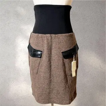 [라슈드] 9호/타이트 스커트/브라운/활용도/허리밴딩/무릎 기장