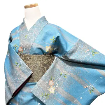 코몬 워셔블 기모노 벚꽃 카스미 시다레 블루 기모노 122b d ms