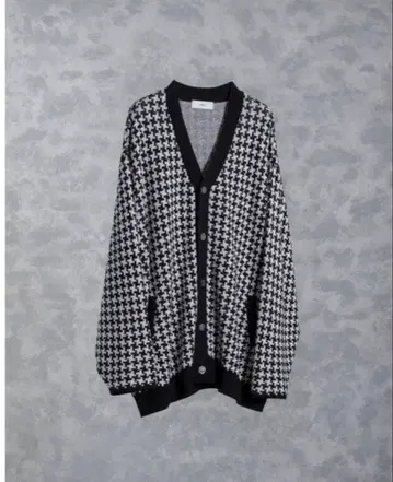 ADRER 블랙 하운드투스 패턴 가디건 M