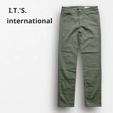 Y6452 [잇츠 인터내셔널] 스트레치 테이퍼드 팬츠 카키 M