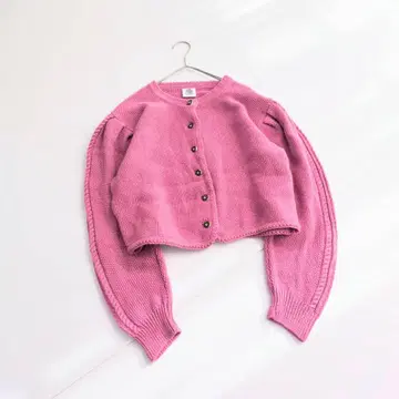 빈티지 퍼프 슬리브 티롤리안 니트 가디건 짧은 기장 C32