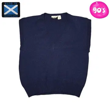 VIP SPORTSWEAR 스코틀랜드제 네이비 울 니트 베스트