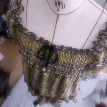 모리걸 미니 원피스 튜닉 체크 프릴 레이스 헤이세이 레트로