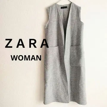 ZARA WOMAN 롱 베스트 울 혼방 그레이