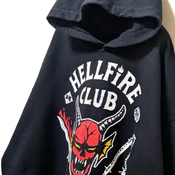 Netflix 기묘한 이야기 헬파이어 클럽 후드티 블랙 XL 구제 의류