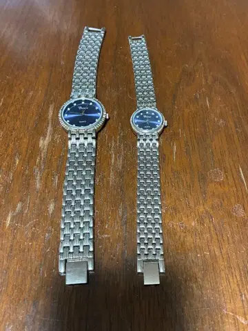 하자품 Chronos 네이비 쿼츠 시계 페어 크로노스 2개 세트