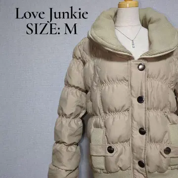 Love Junkie 충전솜 블루종 리브 칼라 베이지 M 구제 의류