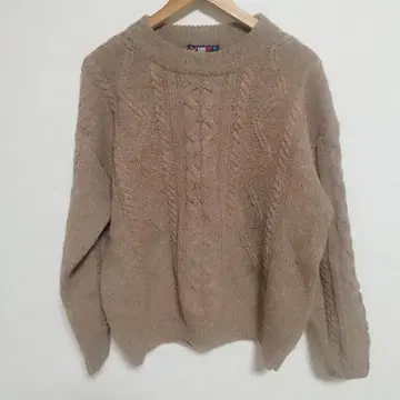 L 사이즈 ALEXANDER 케이블 니트 스웨터 베이지 울 100