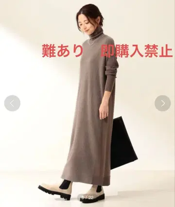 Demi-Luxe BEAMS 프론트 플러피 하이넥 원피스