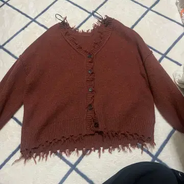 브라운 프린지 긴팔 가디건