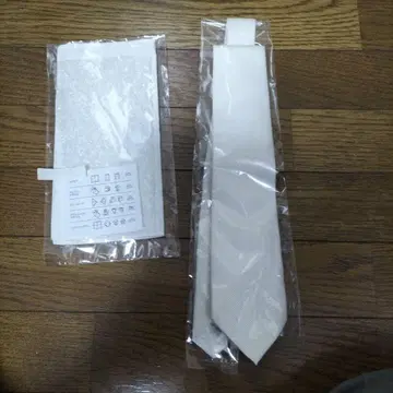 화이트 넥타이 폴리에스테르 100% 쓰리피크