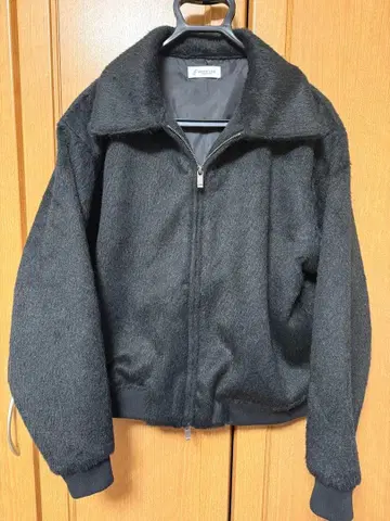 샤기 지퍼 블루종 짧은 기장 아우터 블랙