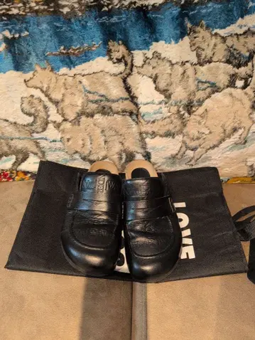블랙 가죽 슬립온 신발