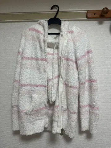 젤라피케 룸웨어 화이트 핑크 스트라이프