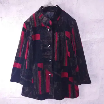 레트로 벨벳 하프 코트 올 패턴 다크 계열