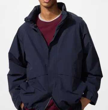 유니클로 윈드프루프 스탠드 블루종