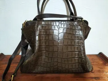[새상품급] 레더 쥬얼스 크로커다일풍 핸드백