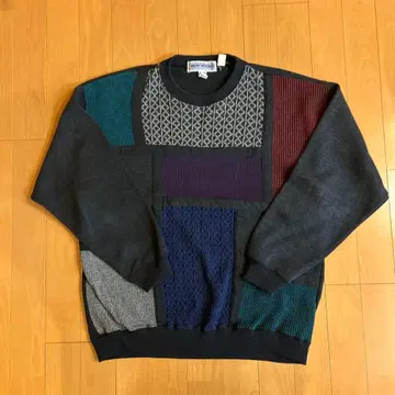 90s new works 패치워크 디자인 니트 스웨터