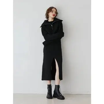 jouetie 하프 ZIP 롱 니트 원피스