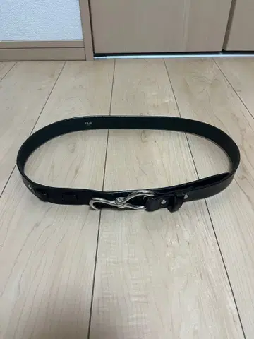 블랙 가죽 벨트 실버 버클