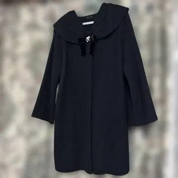 TO BE CHIC 블랙 롱 코트 벨벳 리본 포함 빅 사이즈 46