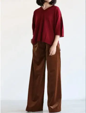 SACRA 브라운 벨로아 와이드 팬츠 사이즈 36