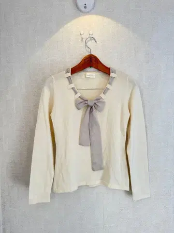 MAKELET 니트 스웨터 긴팔 S 사이즈 미사용에 가까운 베이지 리본