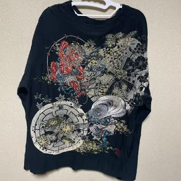 카라쿠리타마시 후진 카라쿠리타마시 풍신뇌신 롱 T셔츠