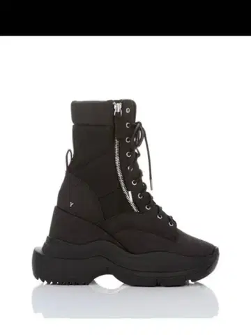 YELLOW 통굽 블랙 힐 부츠 레이스업 부츠