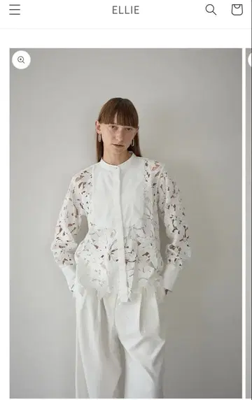 ELLIE 디자인 화이트 긴팔 블라우스