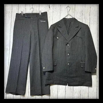 [ 빈티지 수트 셋업 ] 차콜 그레이 스트라이프 M 영국 원단